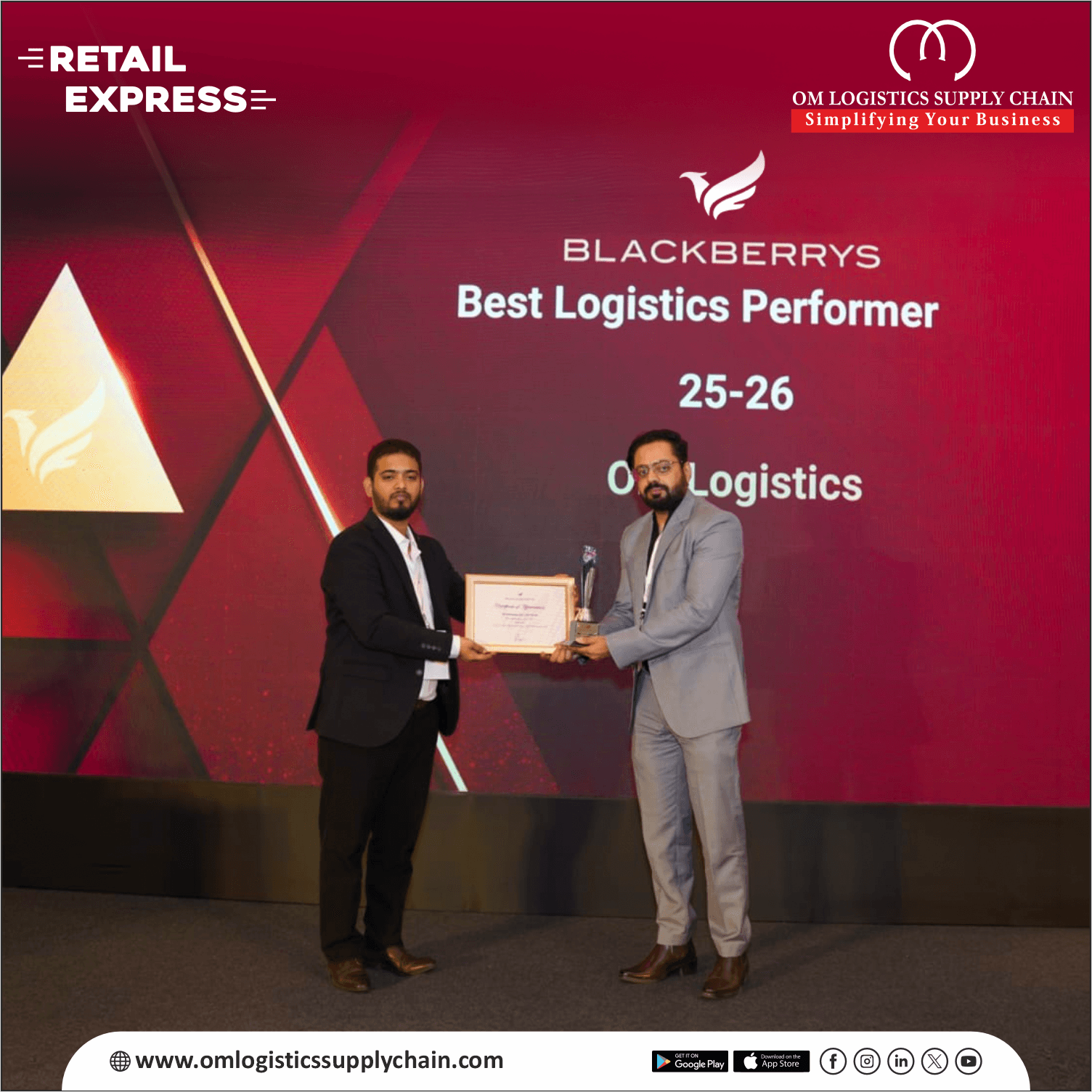 Best Logistics Performer 2025–26 Award by Blackberrys